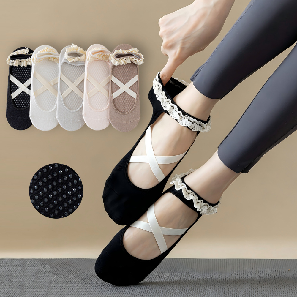 Pilates Yoga Hose - Niedliche Spitzen-Pilates-Socken, Prinzessinnen-Yoga-Socken für Damen, professionelle