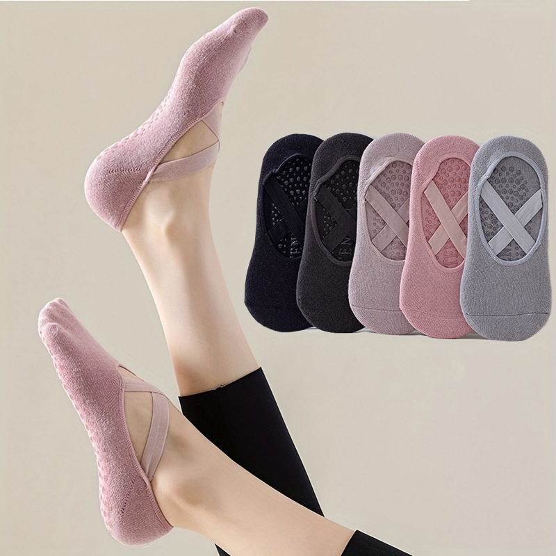 Pilates Ankle Strap - 5-Paar Yoga-Socken in reiner Farbe für