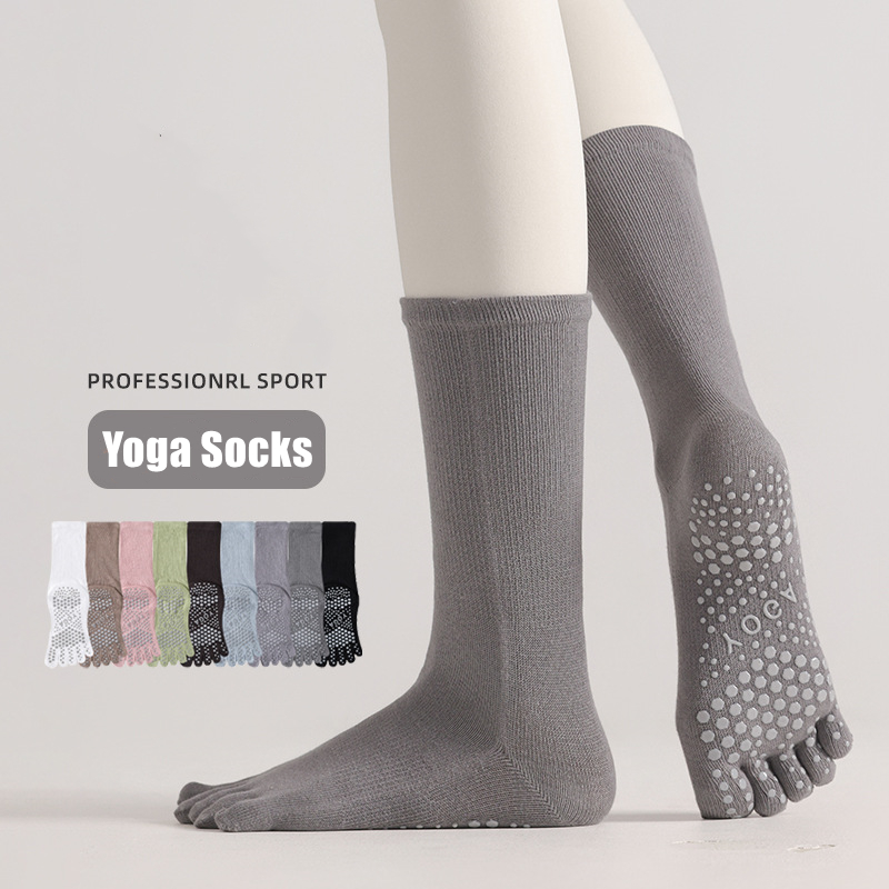 Pilates Yoga &A - 1 Paar Damen-Yoga-Socken, Bonbonfarben, Baumwolle, Silikon,
