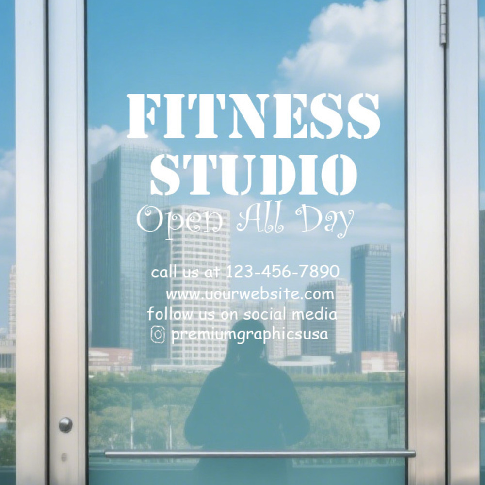 Pilates Yoga Or - Anpassbarer Studio-Fensteraufkleber / Ihr Firmenname oder
