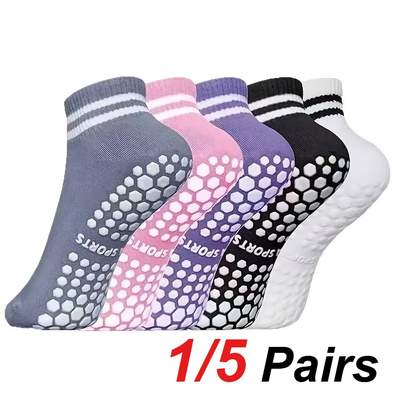 Pilates Yoga &A - 1/5 Paar Damen-Silikon-Anti-Rutsch-Socken für Pilates, Yoga,