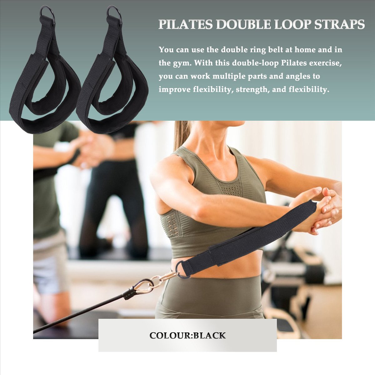 Pilates Ankle Strap - 【LAGERBESTAND】2 Stück Pilates-Doppelschlaufen-Gurte, Fuß-Fitness-Geräte-Gurte, Yoga-Pilates-Doppelschlaufen-Gurte, gepolsterter