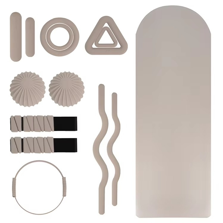 Pilates Ankle Strap - Yoga-Pilates-Zubehör-Set, Ovale PU-Übungsmatte, Silikon-Handgelenk- und Knöchelriemen,