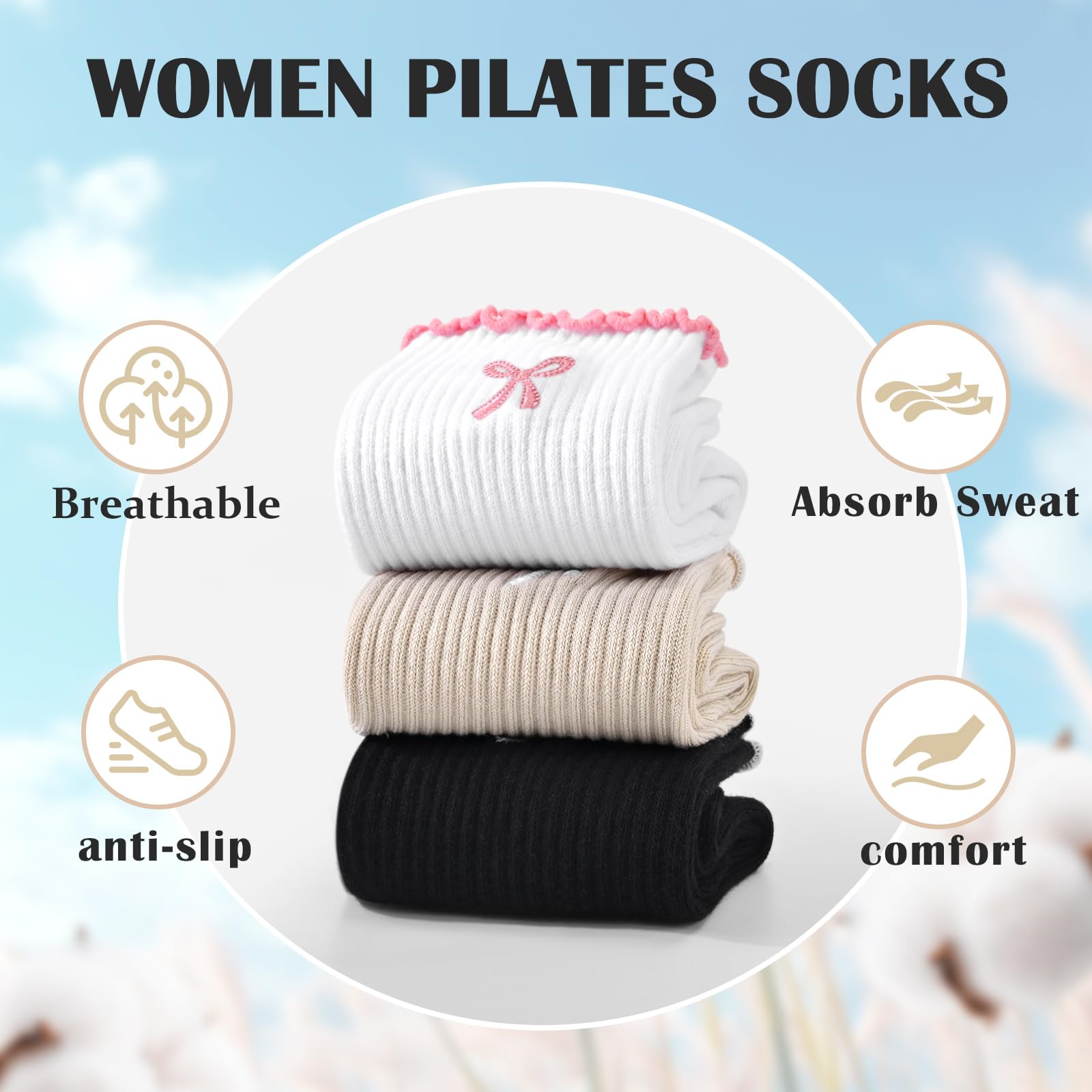 3 Paar rutschfeste Pilates-Soc – Pilates Yoga Hose Bewertung und Preis